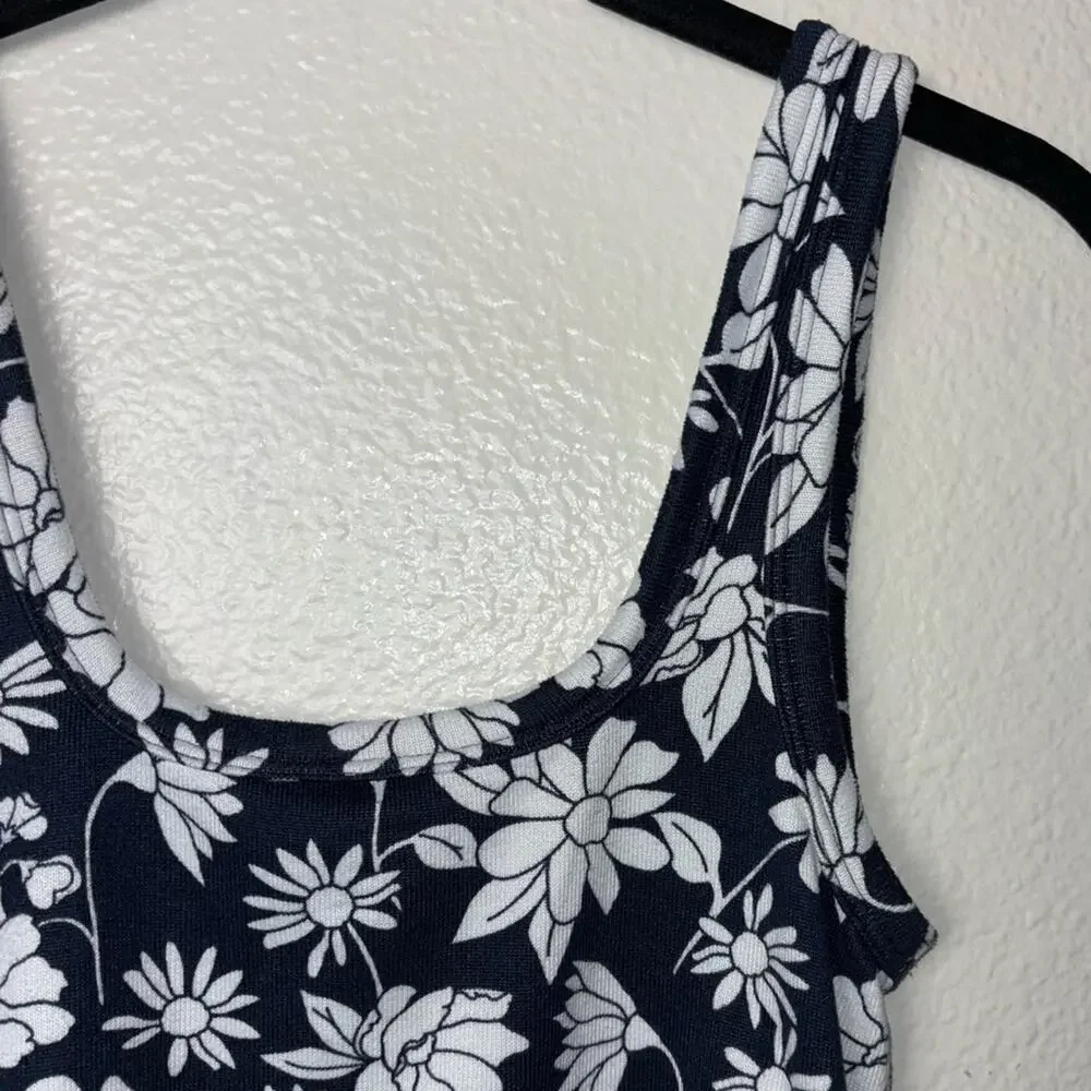 Gilly Hicks Sleep Cami tank women's size medium blue w/ white flowers side ties